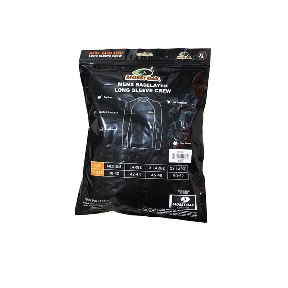 Mossy Oak  Baselayer Long Sleeve Crew Black Size XL New - Picture 4 of 6